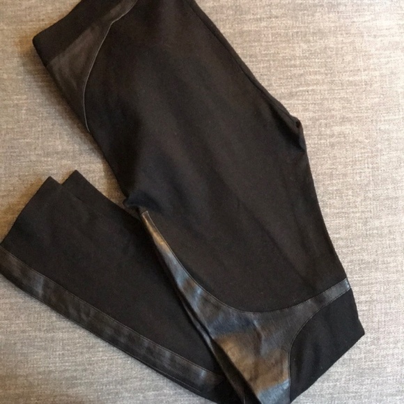 New Helmut Lang lamb leather panel knit bondage patch stretch moto legging pants - Picture 4 of 7